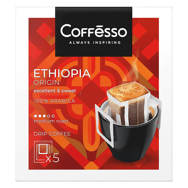 Кофейный порошок, происхождение Эфиопия, 5 чайных пакетиков – 0,32 унции (9 г)